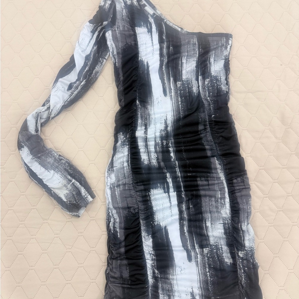St. John Monochrome One-Shoulder Dress